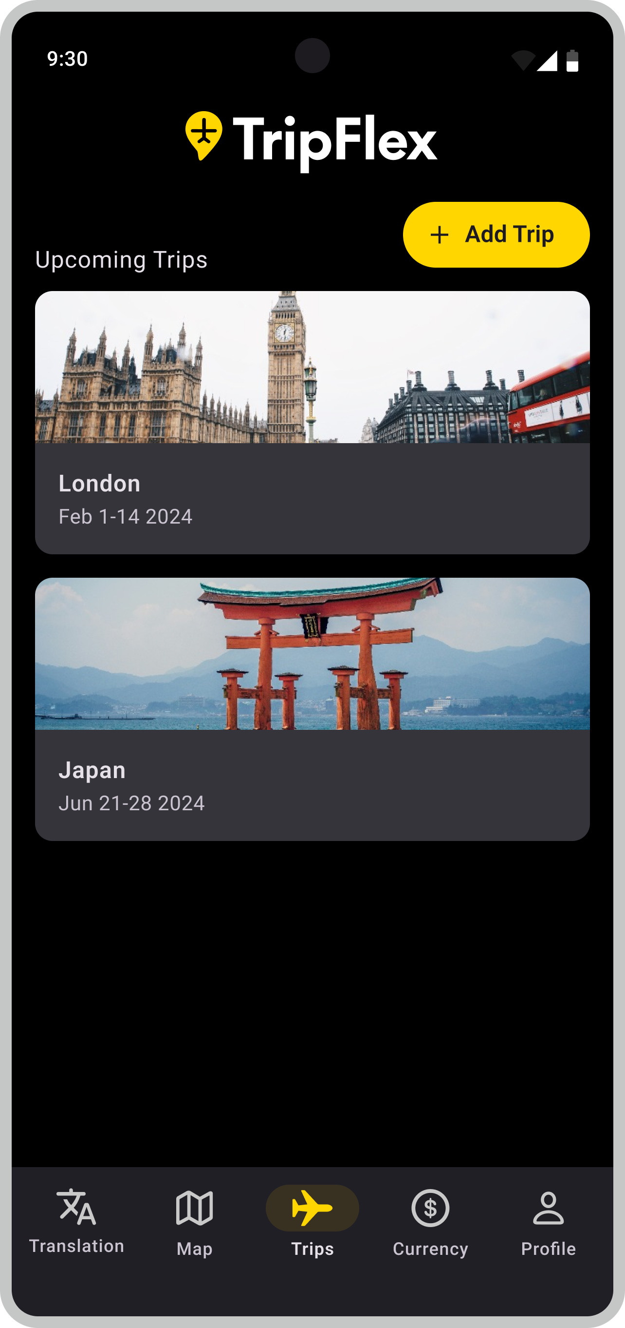 Trips Dashboard mobile