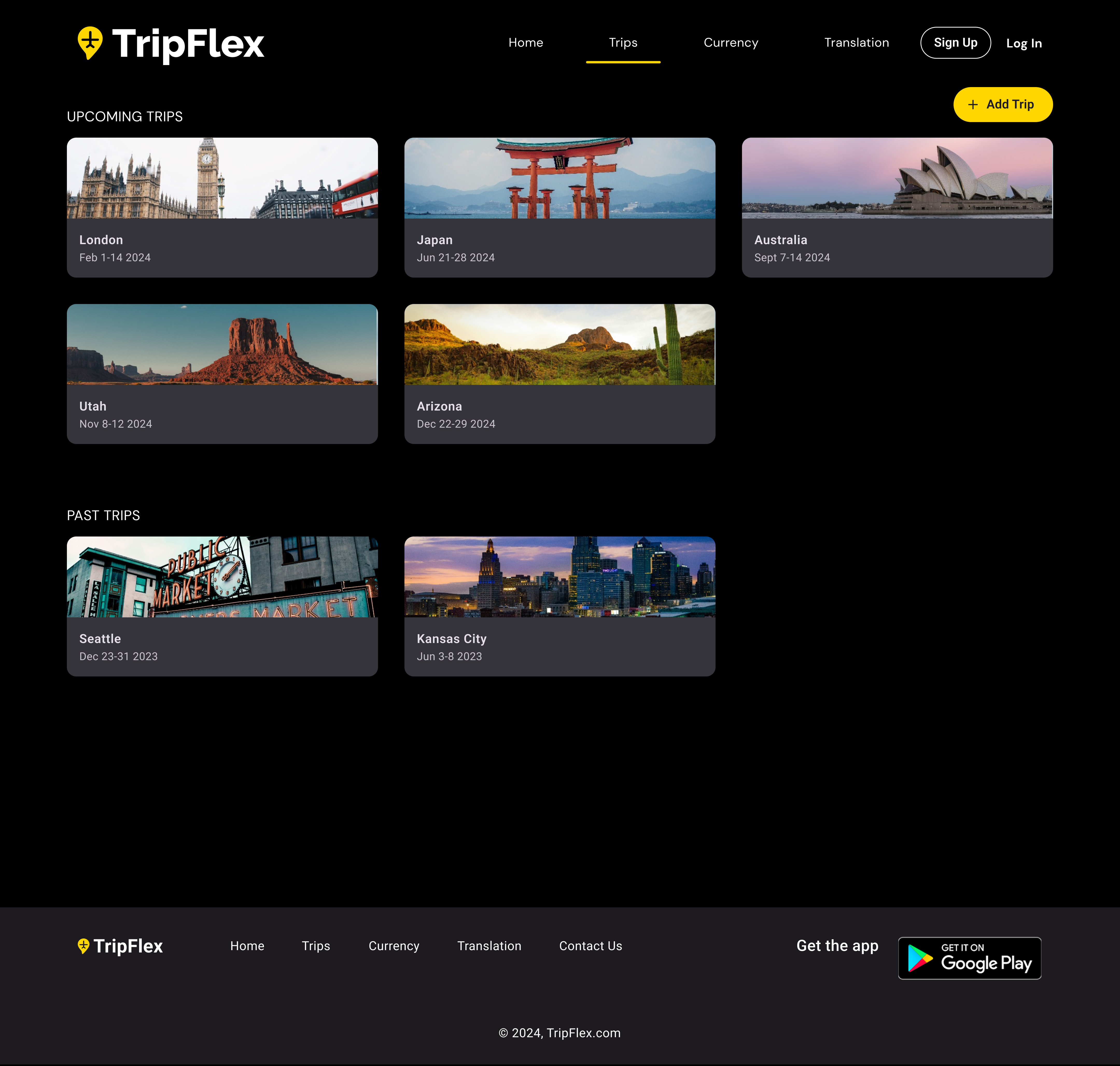 Trips Dashboard web